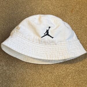 Jordan Kids White Bucket Hat with Black Jumpman